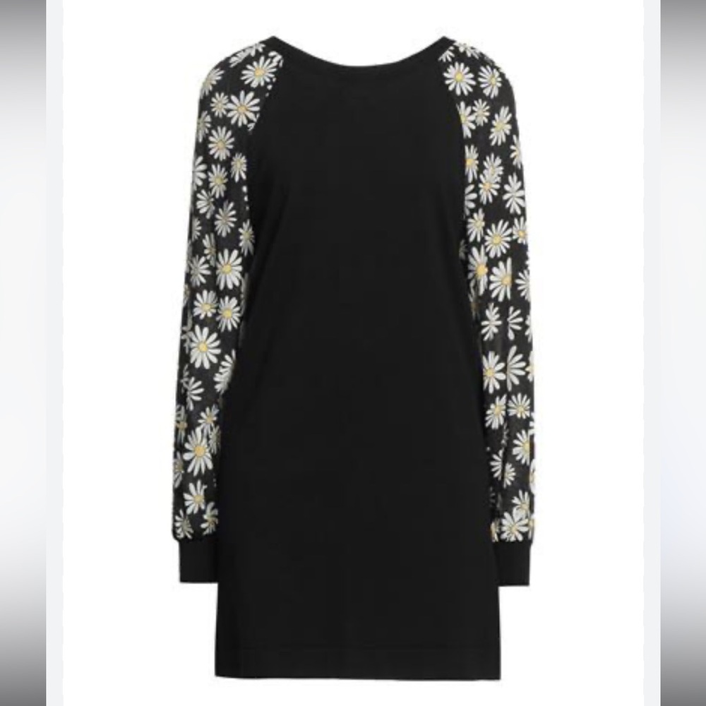 Moschino Boutique Floral Daisy Black Long Sleeve Dress